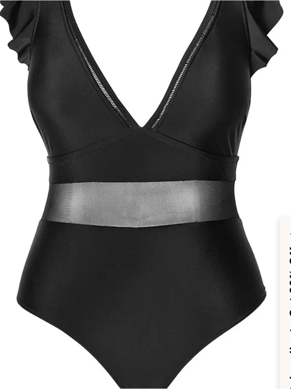 Black Ruffle Strap One-Piece Swimsuit - Picture 2 of 10